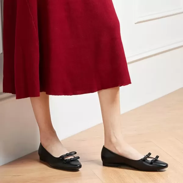 imageCParavano Chic Bow Knot Flats Fashion Hollow Out Design Round Toe Shoes Comfortable Daily Dress FlatsBlackb6