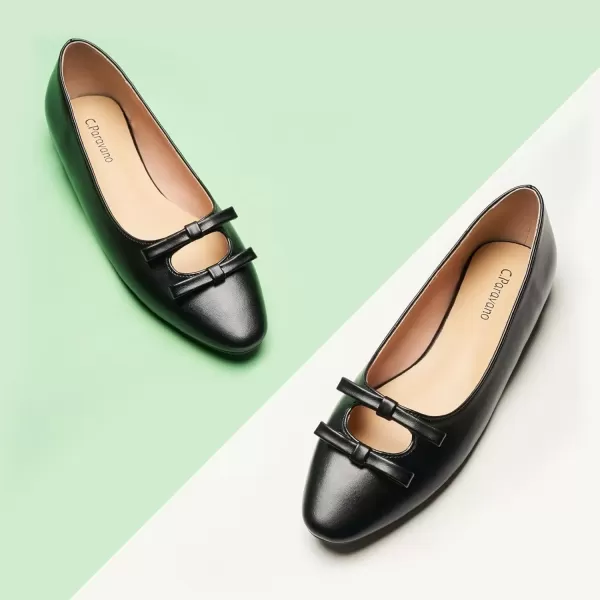 imageCParavano Chic Bow Knot Flats Fashion Hollow Out Design Round Toe Shoes Comfortable Daily Dress FlatsBlackb6