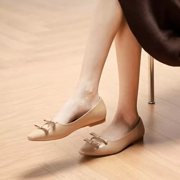 imageCParavano Chic Bow Knot Flats Fashion Hollow Out Design Round Toe Shoes Comfortable Daily Dress FlatsCamelb6