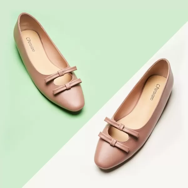 imageCParavano Chic Bow Knot Flats Fashion Hollow Out Design Round Toe Shoes Comfortable Daily Dress FlatsDark Pinkb6