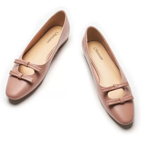imageCParavano Chic Bow Knot Flats Fashion Hollow Out Design Round Toe Shoes Comfortable Daily Dress FlatsDark Pinkb6