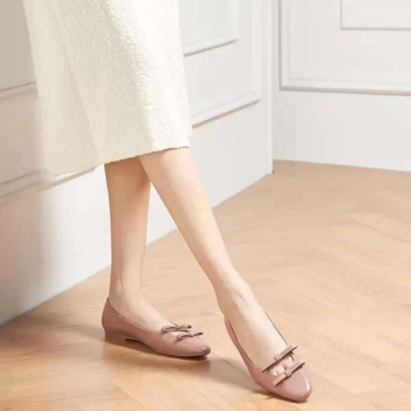 imageCParavano Chic Bow Knot Flats Fashion Hollow Out Design Round Toe Shoes Comfortable Daily Dress FlatsDark Pinkb6