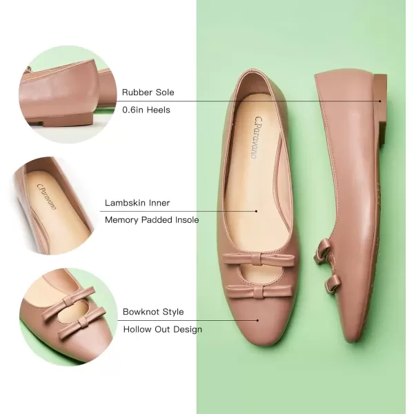 imageCParavano Chic Bow Knot Flats Fashion Hollow Out Design Round Toe Shoes Comfortable Daily Dress FlatsDark Pinkb6