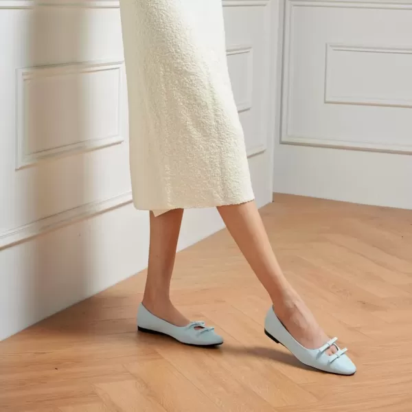 imageCParavano Chic Bow Knot Flats Fashion Hollow Out Design Round Toe Shoes Comfortable Daily Dress FlatsLight Blue Blingb6