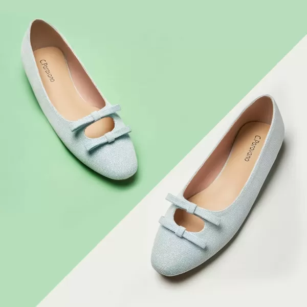 imageCParavano Chic Bow Knot Flats Fashion Hollow Out Design Round Toe Shoes Comfortable Daily Dress FlatsLight Blue Blingb6