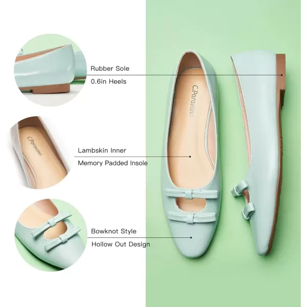 imageCParavano Chic Bow Knot Flats Fashion Hollow Out Design Round Toe Shoes Comfortable Daily Dress FlatsLight Blueb6