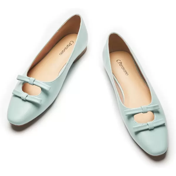 imageCParavano Chic Bow Knot Flats Fashion Hollow Out Design Round Toe Shoes Comfortable Daily Dress FlatsLight Blueb6