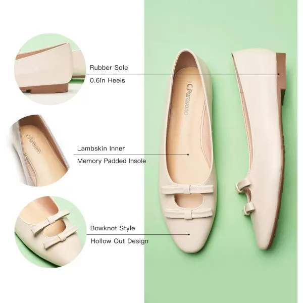 imageCParavano Chic Bow Knot Flats Fashion Hollow Out Design Round Toe Shoes Comfortable Daily Dress FlatsMilky Whiteb6