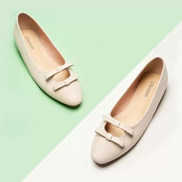 imageCParavano Chic Bow Knot Flats Fashion Hollow Out Design Round Toe Shoes Comfortable Daily Dress FlatsMilky Whiteb6