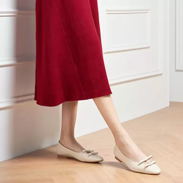 imageCParavano Chic Bow Knot Flats Fashion Hollow Out Design Round Toe Shoes Comfortable Daily Dress FlatsMilky Whiteb6