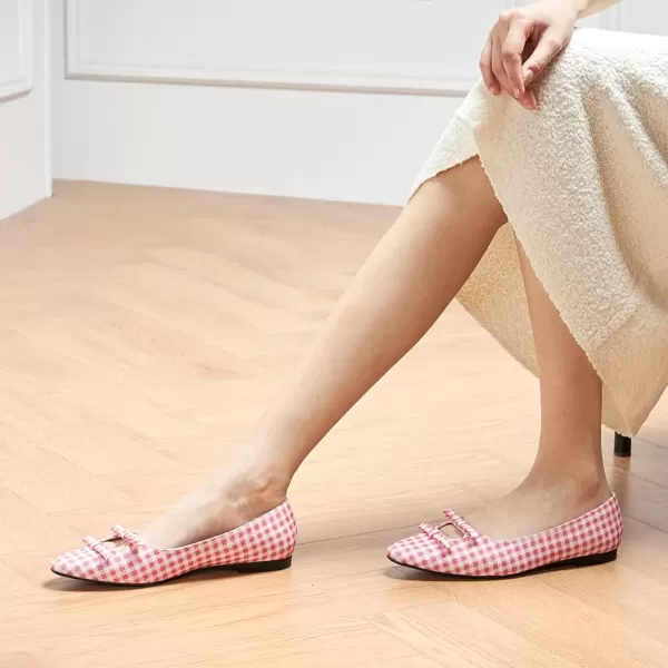 imageCParavano Chic Bow Knot Flats Fashion Hollow Out Design Round Toe Shoes Comfortable Daily Dress FlatsPink Tartan Blingb6