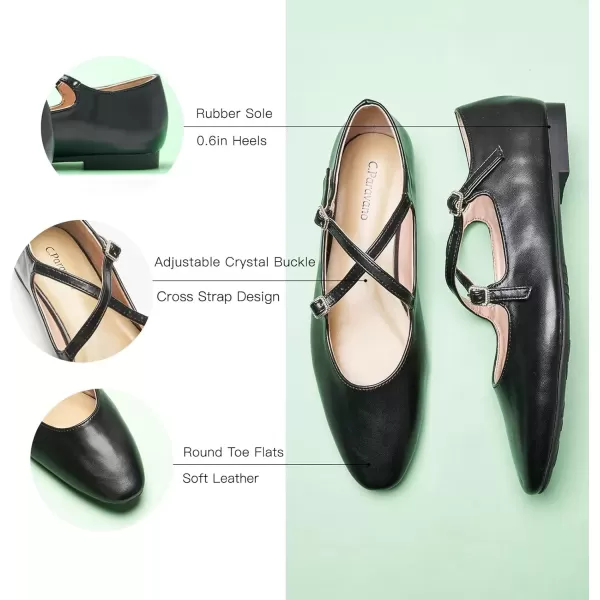 imageCParavano Cross Strap Flats with Adjustable Buckle Fashion Ballet Flats Mary Jane Shoes for Women Dressy Flats for Causal Work DailyBlack