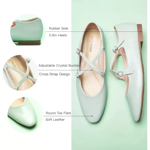 imageCParavano Cross Strap Flats with Adjustable Buckle Fashion Ballet Flats Mary Jane Shoes for Women Dressy Flats for Causal Work DailyGreen
