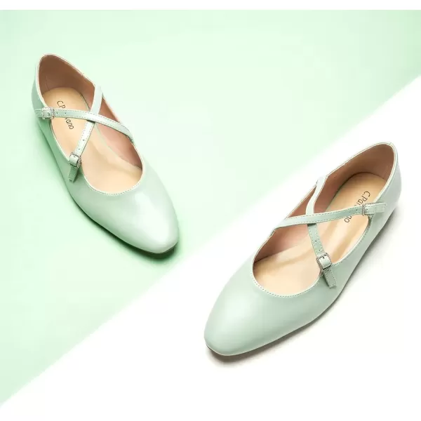 imageCParavano Cross Strap Flats with Adjustable Buckle Fashion Ballet Flats Mary Jane Shoes for Women Dressy Flats for Causal Work DailyGreen