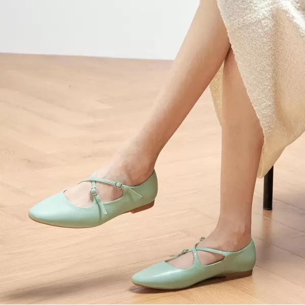 imageCParavano Cross Strap Flats with Adjustable Buckle Fashion Ballet Flats Mary Jane Shoes for Women Dressy Flats for Causal Work DailyGreen