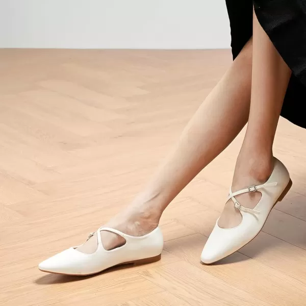 imageCParavano Cross Strap Flats with Adjustable Buckle Fashion Ballet Flats Mary Jane Shoes for Women Dressy Flats for Causal Work DailyWhite