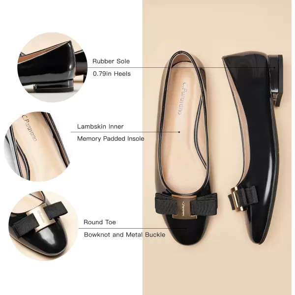 imageCParavano Womens Flats Bowknot Shoes Ballet Flats for Women Round Toe Flats Leather Shoes for Women Womens Shoes Dressy Casual OfficeBlack