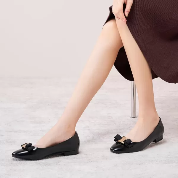 imageCParavano Womens Flats Bowknot Shoes Ballet Flats for Women Round Toe Flats Leather Shoes for Women Womens Shoes Dressy Casual OfficeBlack
