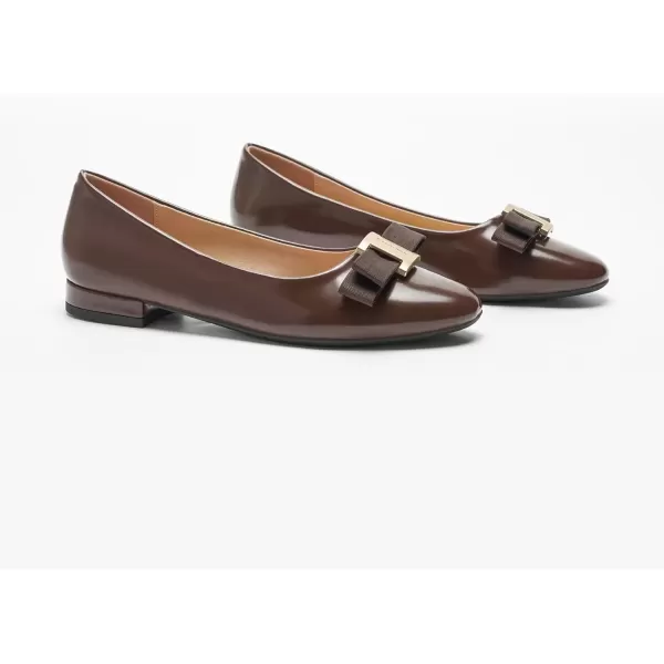 imageCParavano Womens Flats Bowknot Shoes Ballet Flats for Women Round Toe Flats Leather Shoes for Women Womens Shoes Dressy Casual OfficeCoffee