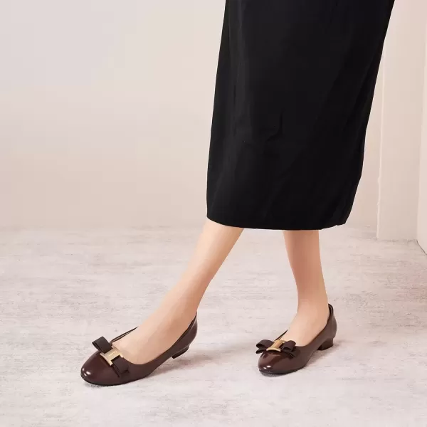 imageCParavano Womens Flats Bowknot Shoes Ballet Flats for Women Round Toe Flats Leather Shoes for Women Womens Shoes Dressy Casual OfficeCoffee