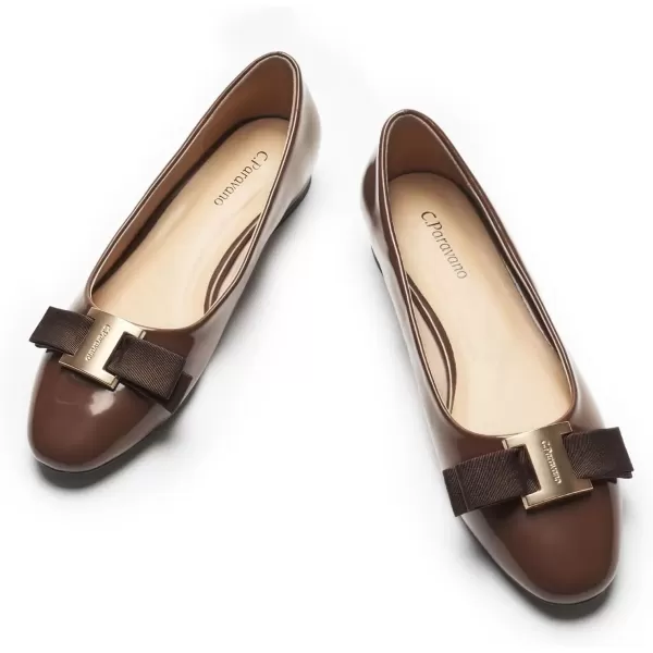 imageCParavano Womens Flats Bowknot Shoes Ballet Flats for Women Round Toe Flats Leather Shoes for Women Womens Shoes Dressy Casual OfficeCoffee