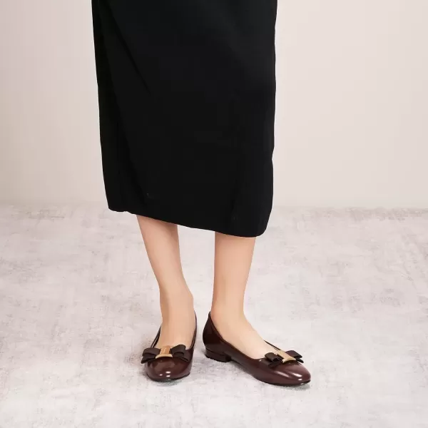 imageCParavano Womens Flats Bowknot Shoes Ballet Flats for Women Round Toe Flats Leather Shoes for Women Womens Shoes Dressy Casual OfficeCoffee