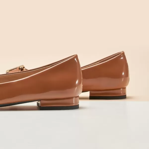 imageCParavano Womens Flats Bowknot Shoes Ballet Flats for Women Round Toe Flats Leather Shoes for Women Womens Shoes Dressy Casual OfficeOrange Brown