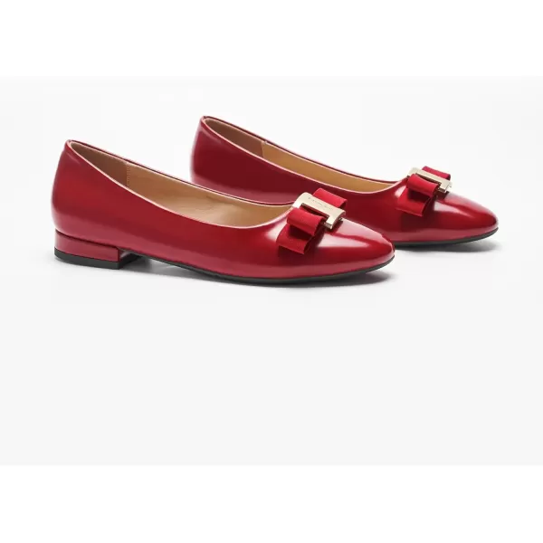 imageCParavano Womens Flats Bowknot Shoes Ballet Flats for Women Round Toe Flats Leather Shoes for Women Womens Shoes Dressy Casual OfficeRed