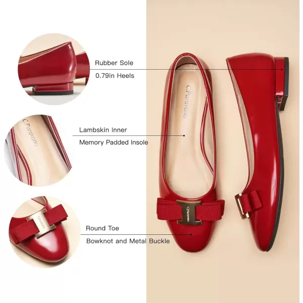 imageCParavano Womens Flats Bowknot Shoes Ballet Flats for Women Round Toe Flats Leather Shoes for Women Womens Shoes Dressy Casual OfficeRed