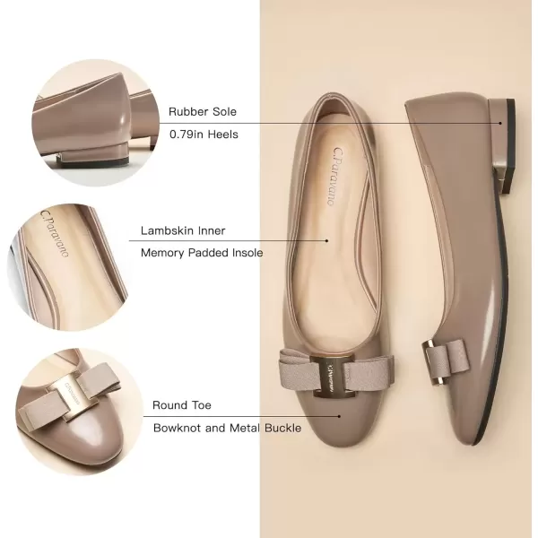 imageCParavano Womens Flats Bowknot Shoes Ballet Flats for Women Round Toe Flats Leather Shoes for Women Womens Shoes Dressy Casual OfficeTaupe