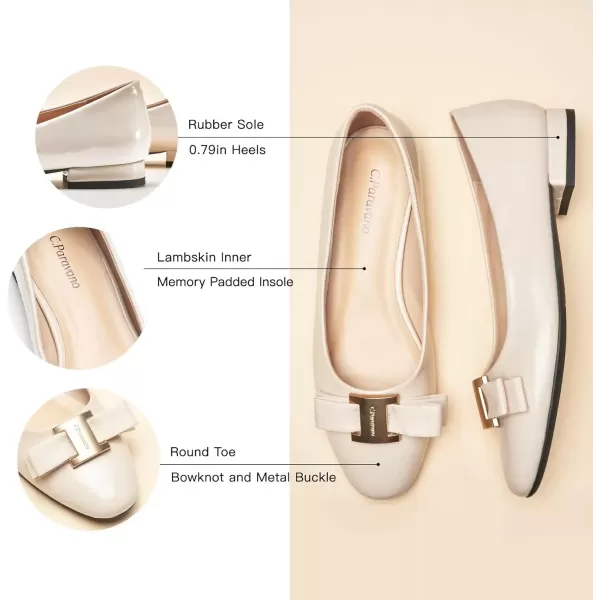 imageCParavano Womens Flats Bowknot Shoes Ballet Flats for Women Round Toe Flats Leather Shoes for Women Womens Shoes Dressy Casual OfficeWhite