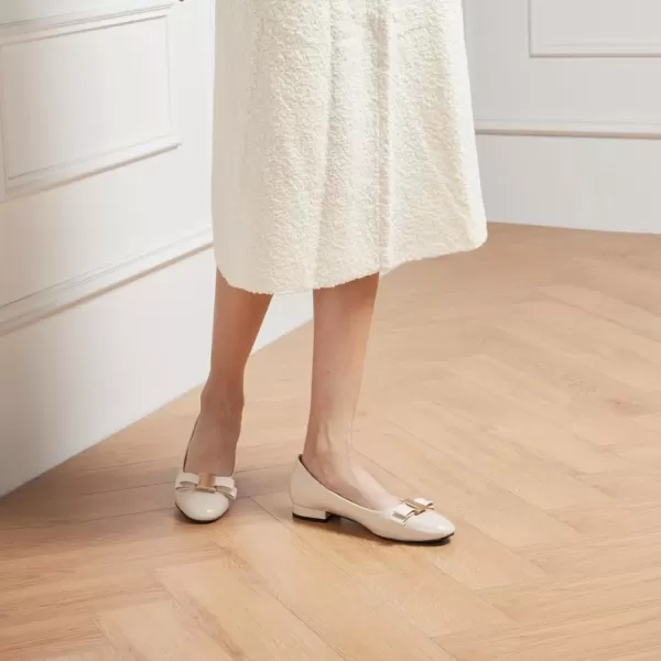 imageCParavano Womens Flats Bowknot Shoes Ballet Flats for Women Round Toe Flats Leather Shoes for Women Womens Shoes Dressy Casual OfficeWhite