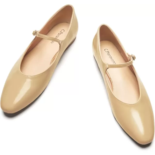 imageCParavano Mary Jane Flats Round Toe Flats Ballet Flats with Strap Womens Flats for Work Casual DailyBeige