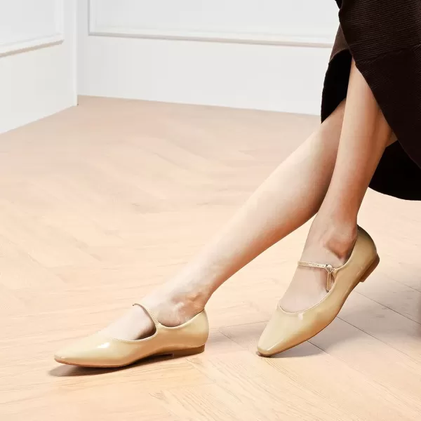 imageCParavano Mary Jane Flats Round Toe Flats Ballet Flats with Strap Womens Flats for Work Casual DailyBeige