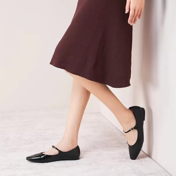 imageCParavano Mary Jane Flats Round Toe Flats Ballet Flats with Strap Womens Flats for Work Casual DailyBlackc