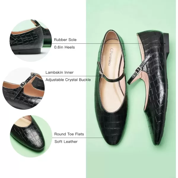 imageCParavano Mary Jane Flats Round Toe Flats Ballet Flats with Strap Womens Flats for Work Casual DailyBlackc