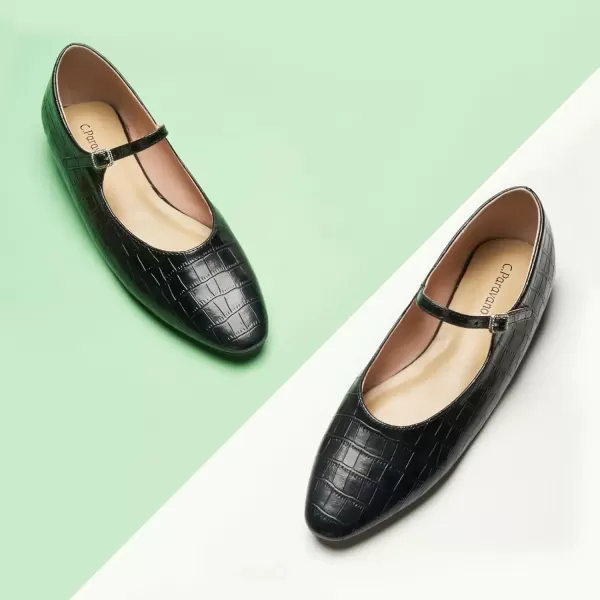 imageCParavano Mary Jane Flats Round Toe Flats Ballet Flats with Strap Womens Flats for Work Casual DailyBlackc