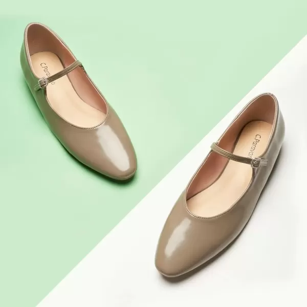 imageCParavano Mary Jane Flats Round Toe Flats Ballet Flats with Strap Womens Flats for Work Casual DailyGrey