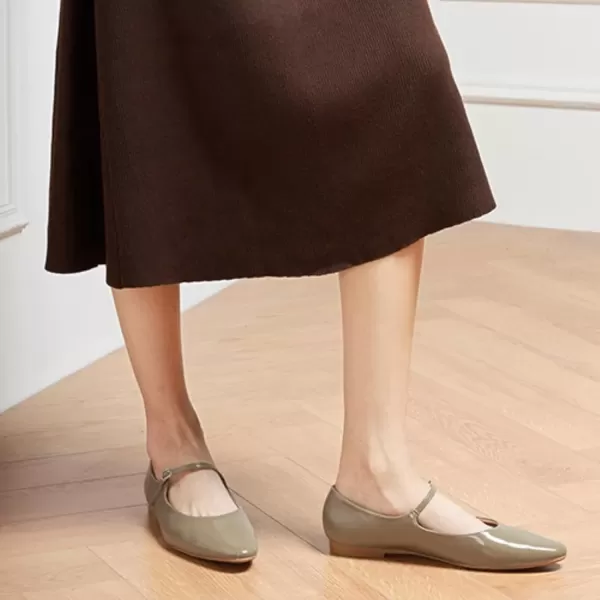 imageCParavano Mary Jane Flats Round Toe Flats Ballet Flats with Strap Womens Flats for Work Casual DailyGrey