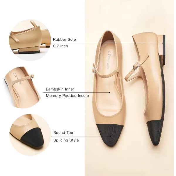 imageCParavano Mary Jane Shoes for Women  Womens Round Toe Flats  Strap Flats Shoes  Womens Flats  Mary Jane Flats  Leather Ballet Flats  Dressy ShoesX6abeige
