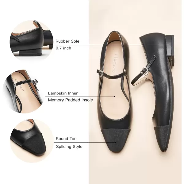 imageCParavano Mary Jane Shoes for Women  Womens Round Toe Flats  Strap Flats Shoes  Womens Flats  Mary Jane Flats  Leather Ballet Flats  Dressy ShoesX6ablack
