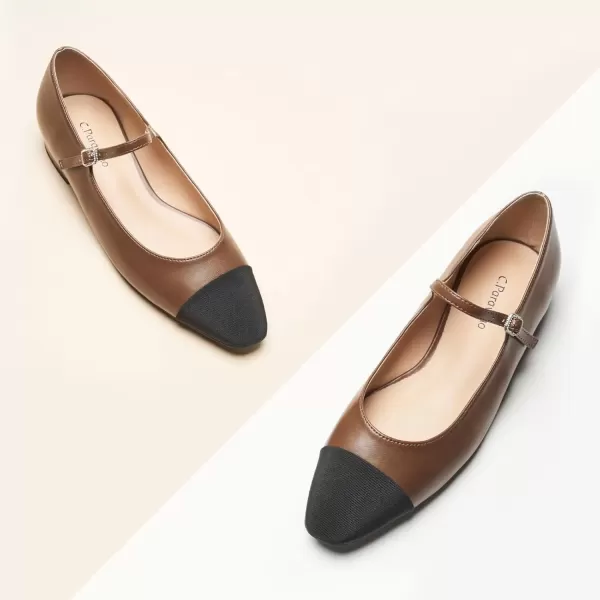 imageCParavano Mary Jane Shoes for Women  Womens Round Toe Flats  Strap Flats Shoes  Womens Flats  Mary Jane Flats  Leather Ballet Flats  Dressy ShoesX6abrown