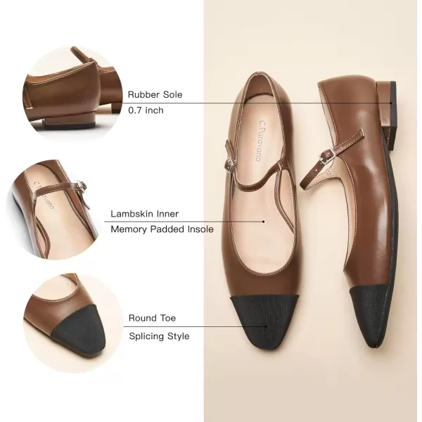 imageCParavano Mary Jane Shoes for Women  Womens Round Toe Flats  Strap Flats Shoes  Womens Flats  Mary Jane Flats  Leather Ballet Flats  Dressy ShoesX6abrown