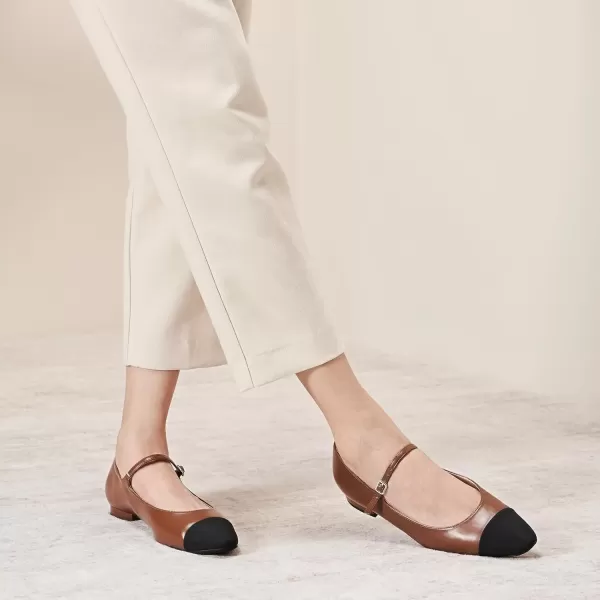 imageCParavano Mary Jane Shoes for Women  Womens Round Toe Flats  Strap Flats Shoes  Womens Flats  Mary Jane Flats  Leather Ballet Flats  Dressy ShoesX6abrown