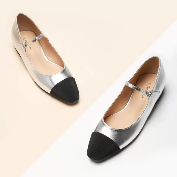 imageCParavano Mary Jane Shoes for Women  Womens Round Toe Flats  Strap Flats Shoes  Womens Flats  Mary Jane Flats  Leather Ballet Flats  Dressy ShoesX6asilver