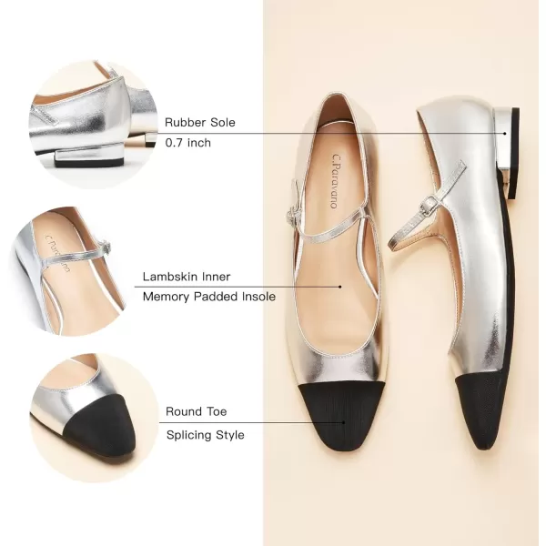 imageCParavano Mary Jane Shoes for Women  Womens Round Toe Flats  Strap Flats Shoes  Womens Flats  Mary Jane Flats  Leather Ballet Flats  Dressy ShoesX6asilver