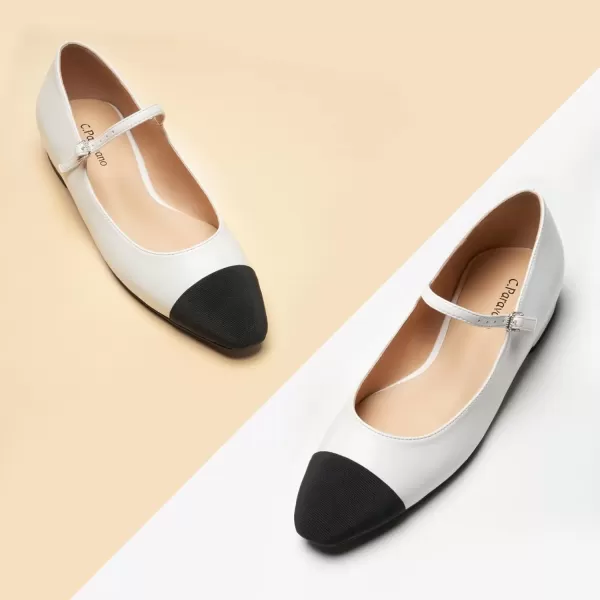 imageCParavano Mary Jane Shoes for Women  Womens Round Toe Flats  Strap Flats Shoes  Womens Flats  Mary Jane Flats  Leather Ballet Flats  Dressy ShoesX6awhite