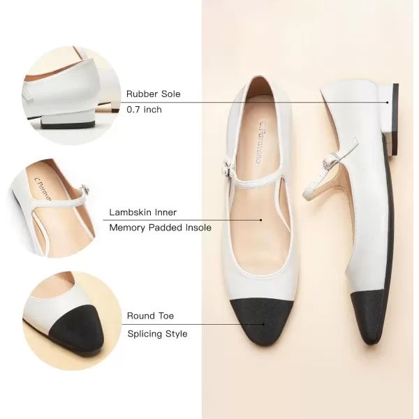 imageCParavano Mary Jane Shoes for Women  Womens Round Toe Flats  Strap Flats Shoes  Womens Flats  Mary Jane Flats  Leather Ballet Flats  Dressy ShoesX6awhite