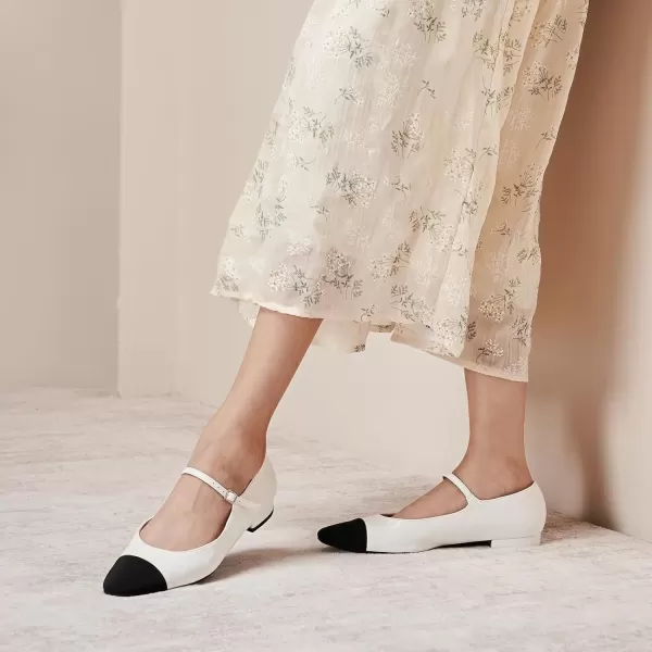 imageCParavano Mary Jane Shoes for Women  Womens Round Toe Flats  Strap Flats Shoes  Womens Flats  Mary Jane Flats  Leather Ballet Flats  Dressy ShoesX6awhite