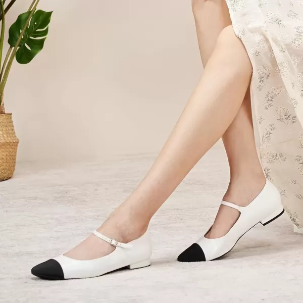 imageCParavano Mary Jane Shoes for Women  Womens Round Toe Flats  Strap Flats Shoes  Womens Flats  Mary Jane Flats  Leather Ballet Flats  Dressy ShoesX6awhite
